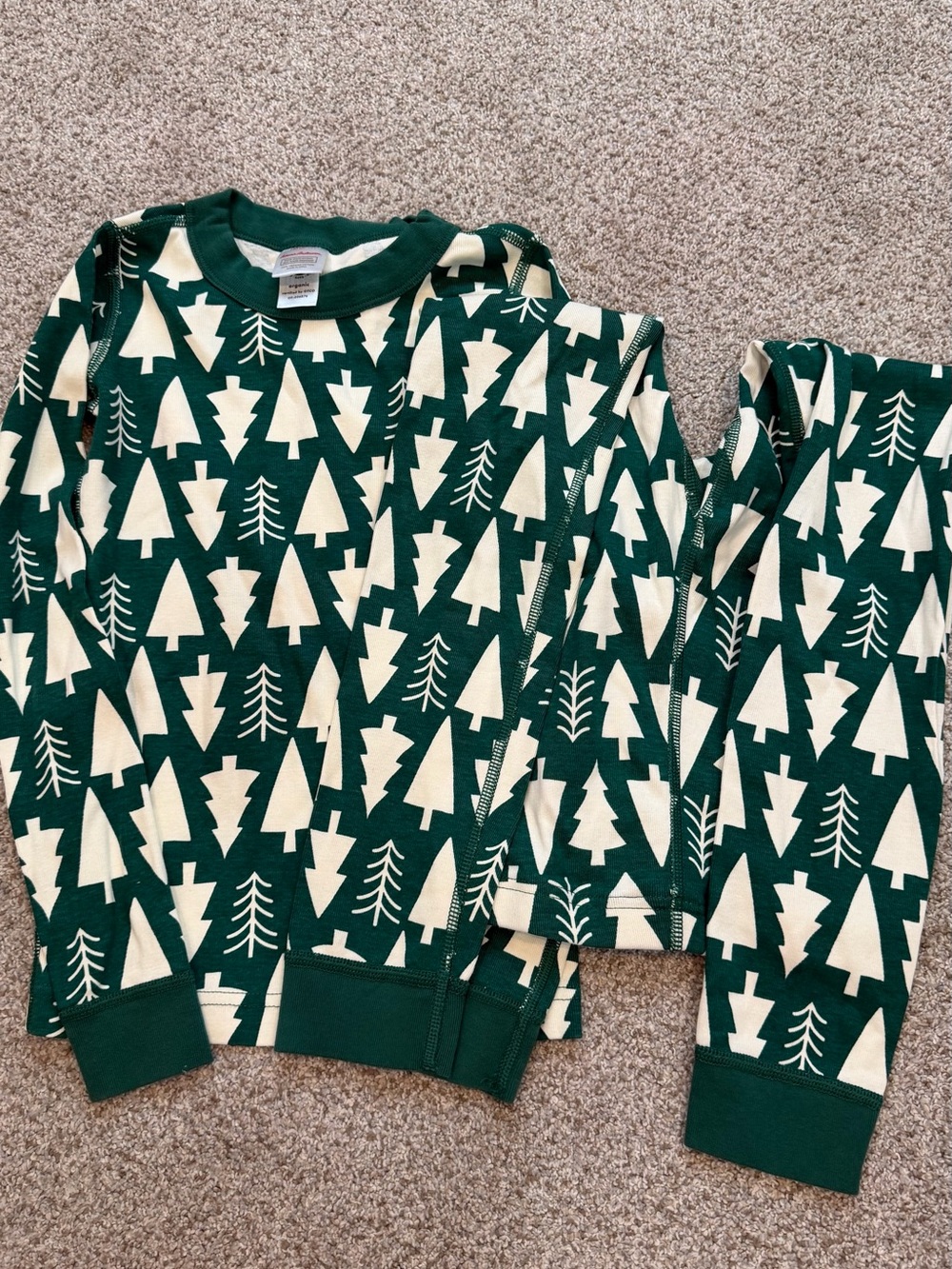 hanna andersson sz 8 Kids Green Tree-Print Long Sleeve Top PJ NEW